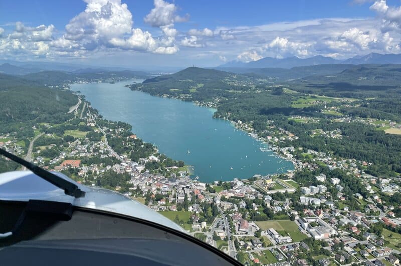 Helicopter view on a lake