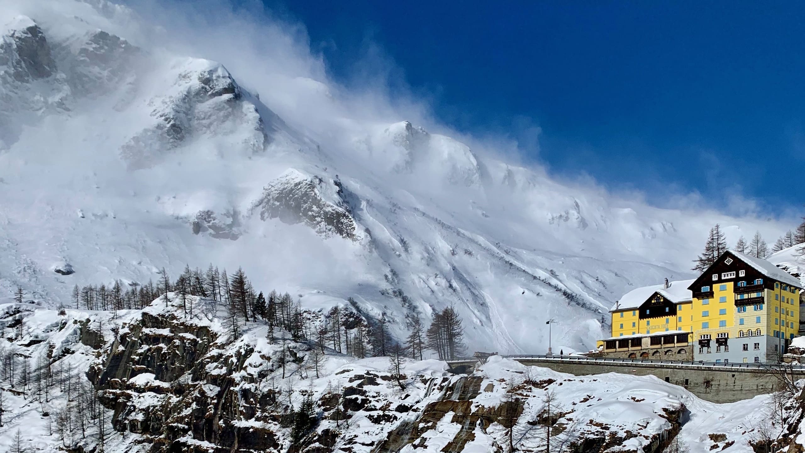 Hotel in snowy mountains